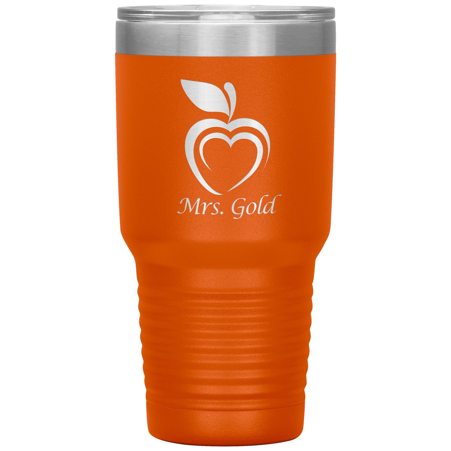 Custom Silhouette Apple Heart 30oz Travel Tumbler