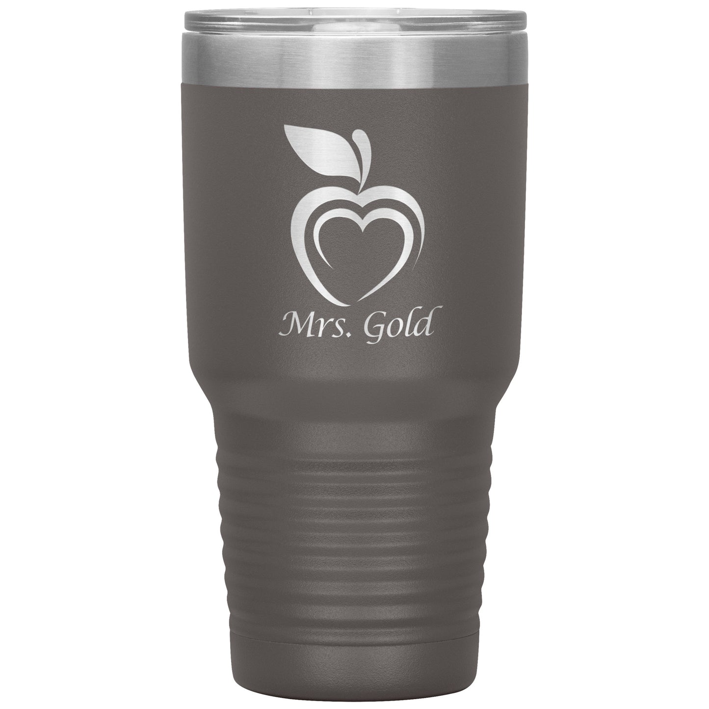 Custom Silhouette Apple Heart 30oz Travel Tumbler