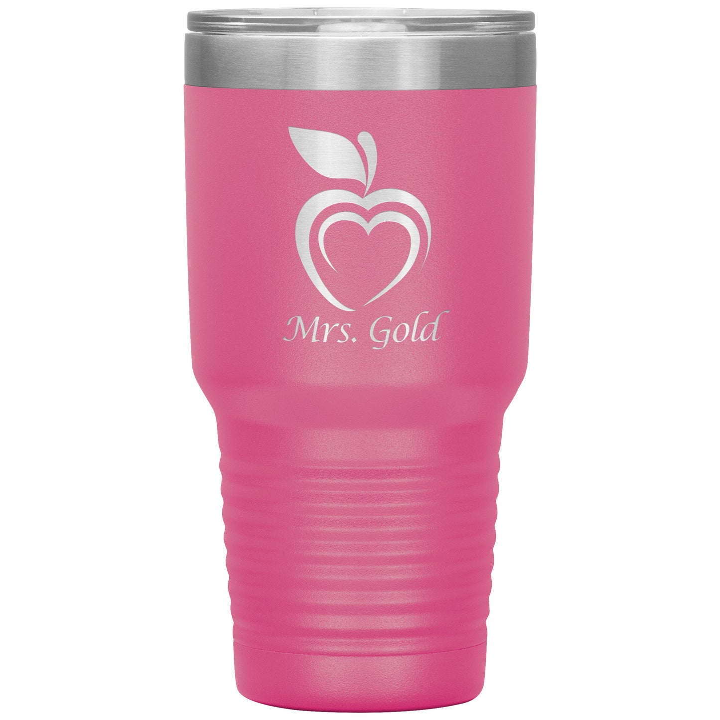 Custom Silhouette Apple Heart 30oz Travel Tumbler