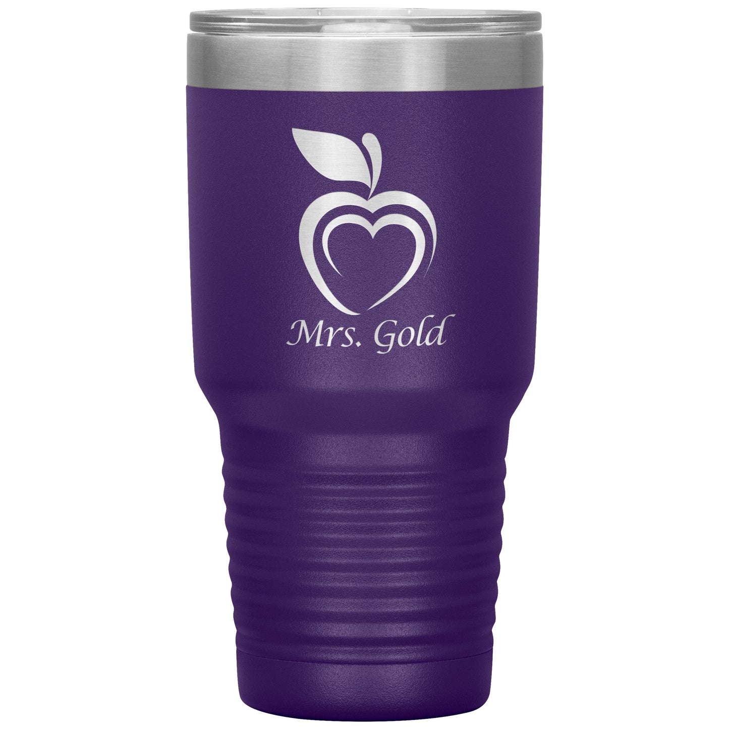Custom Silhouette Apple Heart 30oz Travel Tumbler