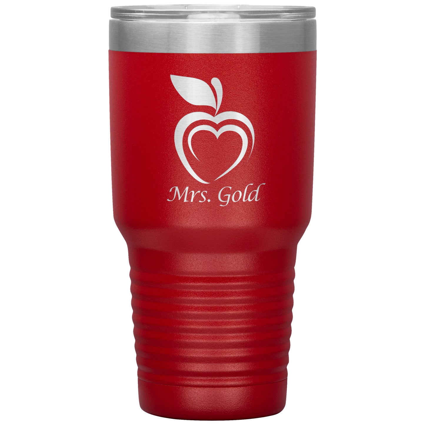 Custom Silhouette Apple Heart 30oz Travel Tumbler