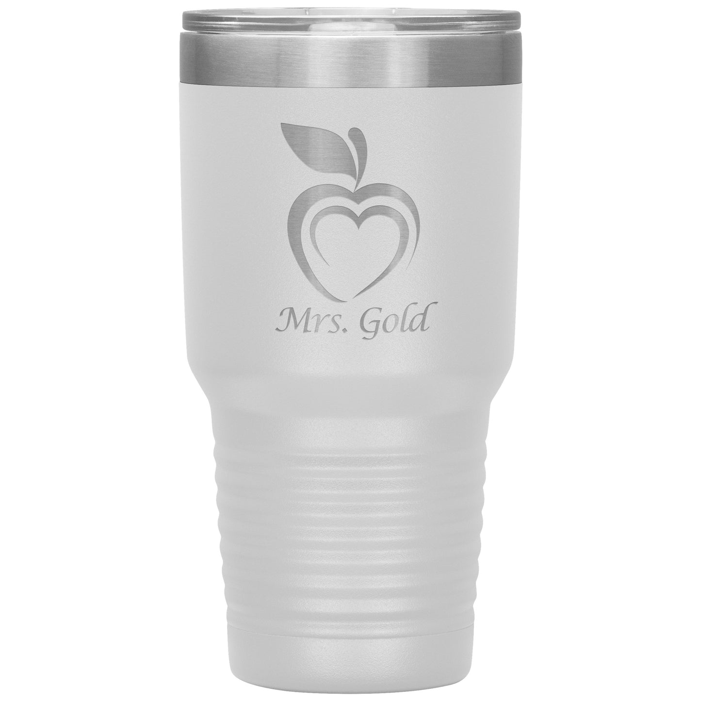 Custom Silhouette Apple Heart 30oz Travel Tumbler