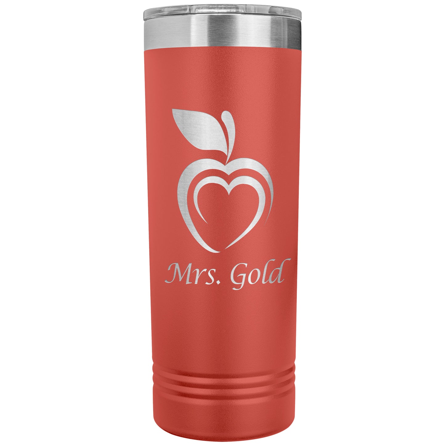 Custom Silhouette Apple Heart Skinny Travel Tumbler