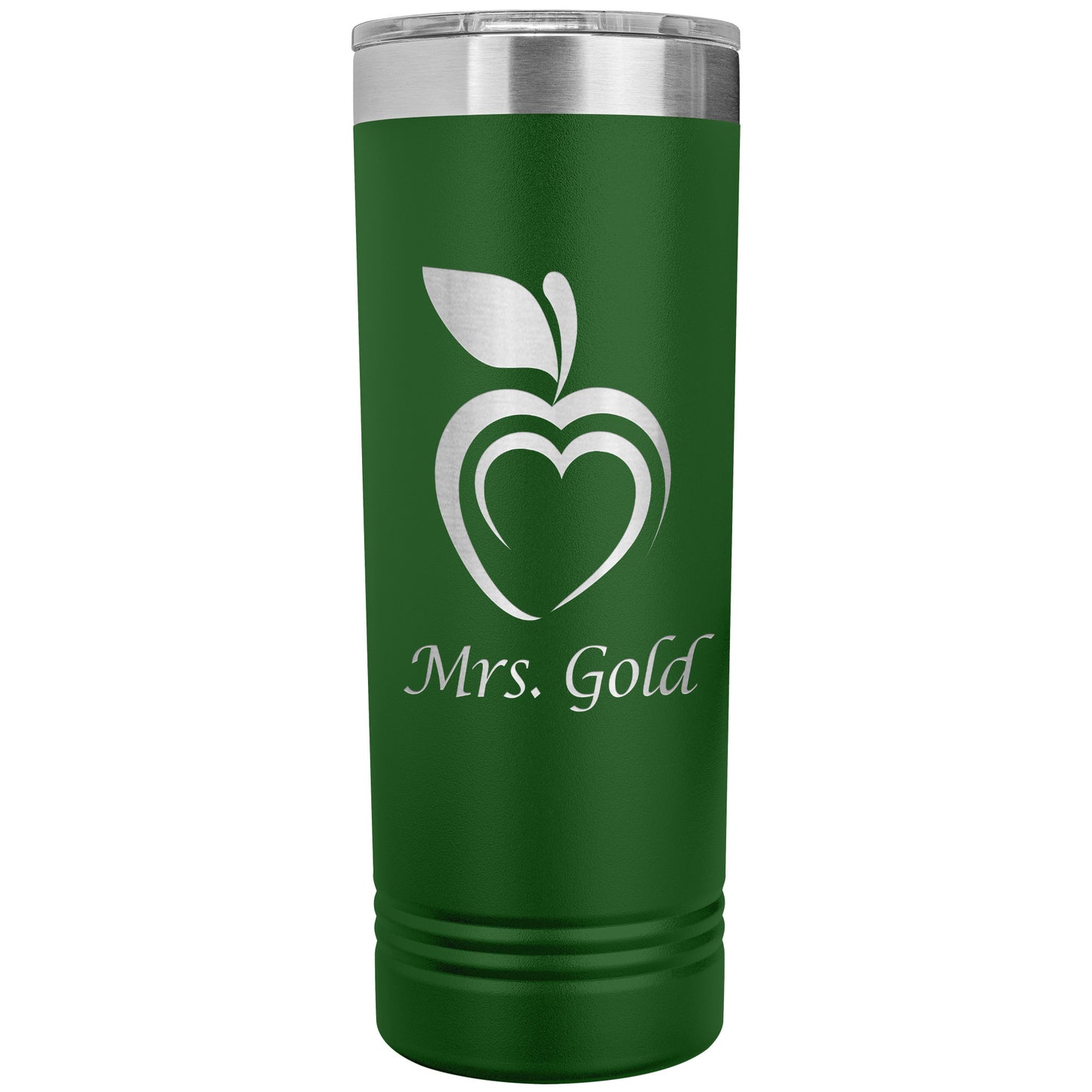 Custom Silhouette Apple Heart Skinny Travel Tumbler