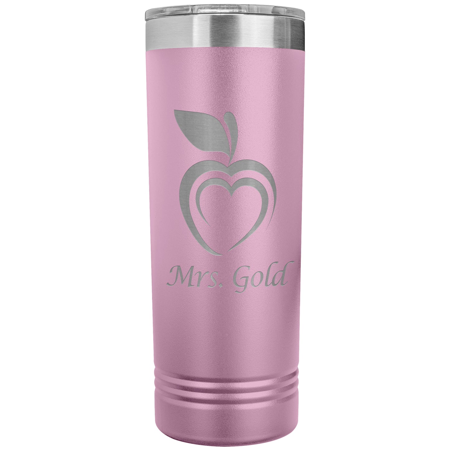 Custom Silhouette Apple Heart Skinny Travel Tumbler