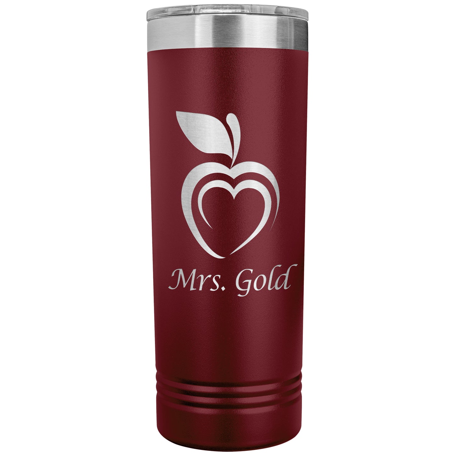 Custom Silhouette Apple Heart Skinny Travel Tumbler
