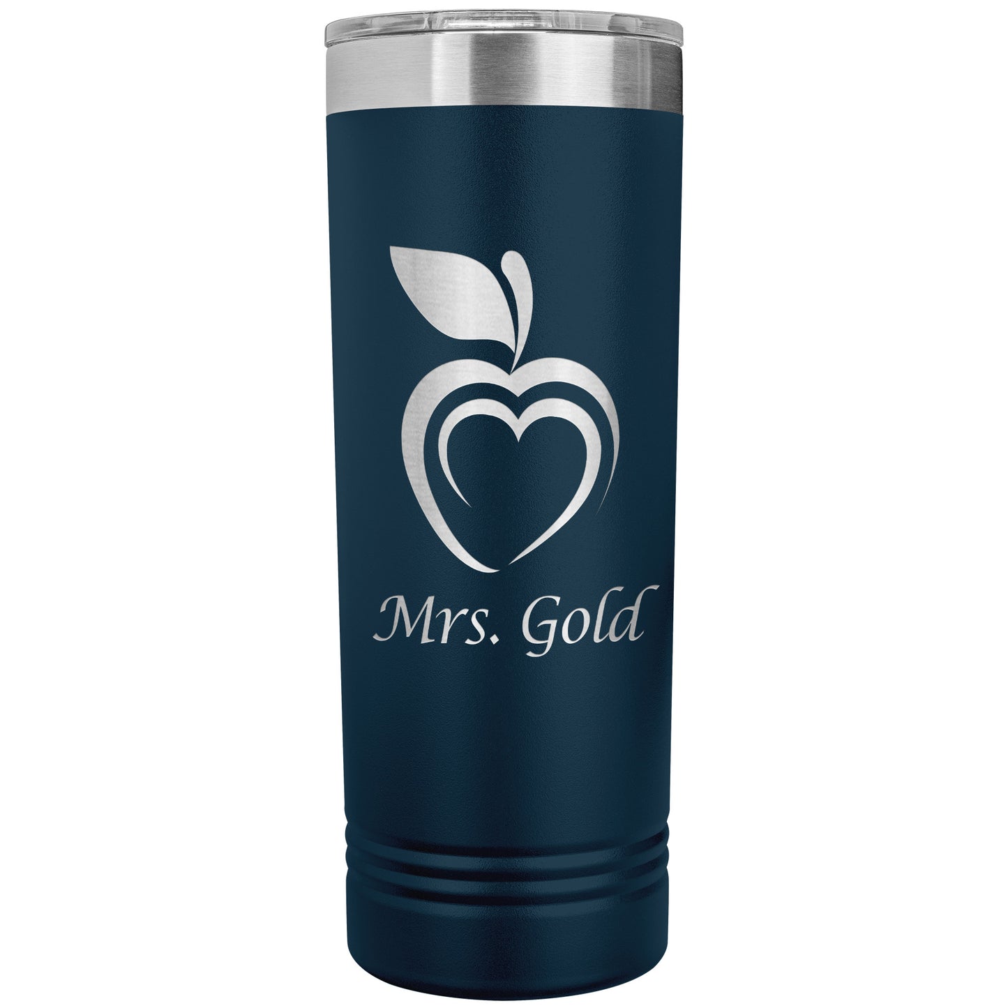 Custom Silhouette Apple Heart Skinny Travel Tumbler