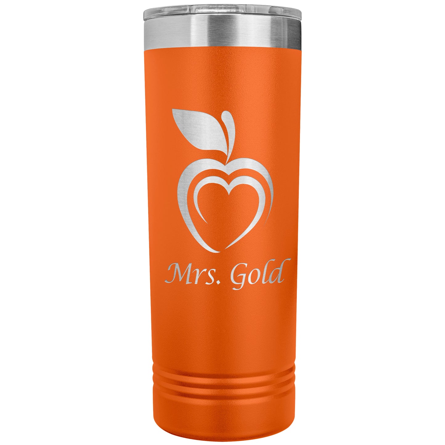 Custom Silhouette Apple Heart Skinny Travel Tumbler