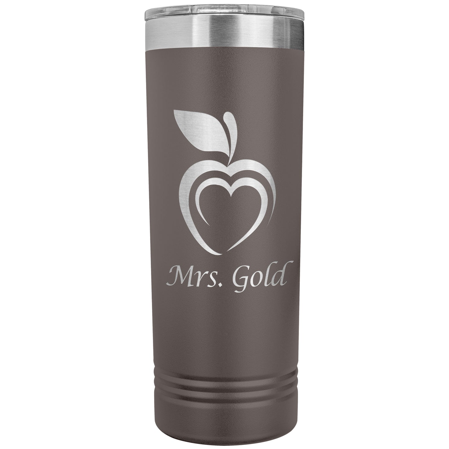 Custom Silhouette Apple Heart Skinny Travel Tumbler