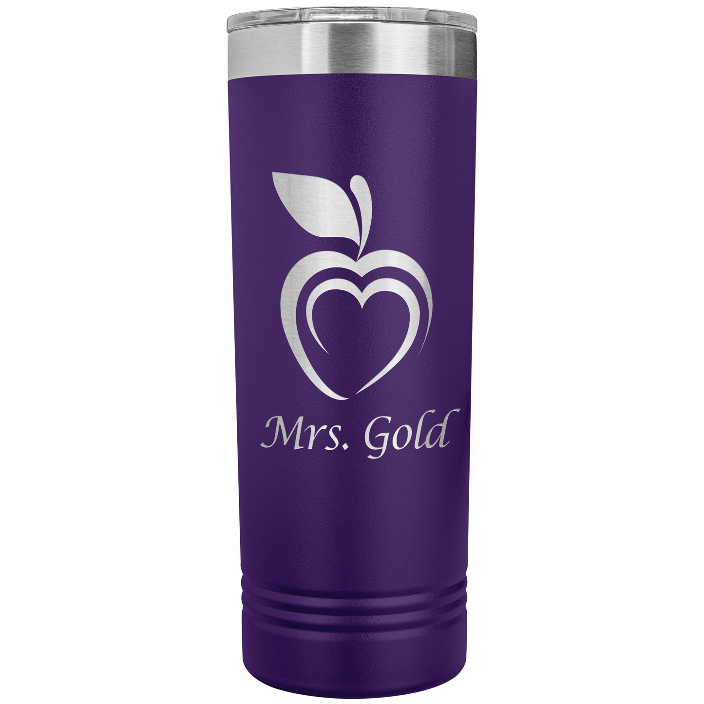 Custom Silhouette Apple Heart Skinny Travel Tumbler
