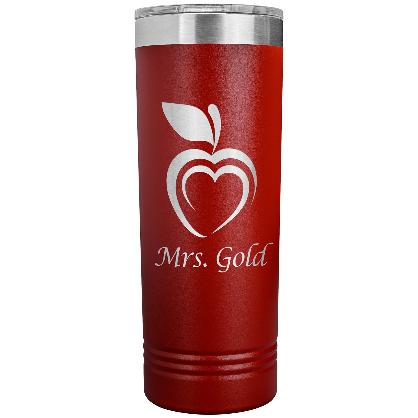 Custom Silhouette Apple Heart Skinny Travel Tumbler