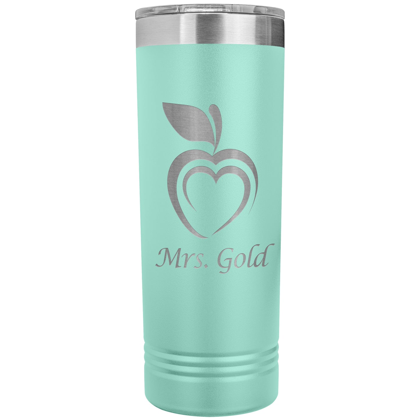 Custom Silhouette Apple Heart Skinny Travel Tumbler
