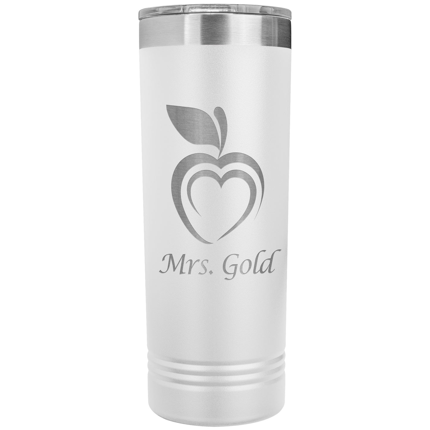 Custom Silhouette Apple Heart Skinny Travel Tumbler