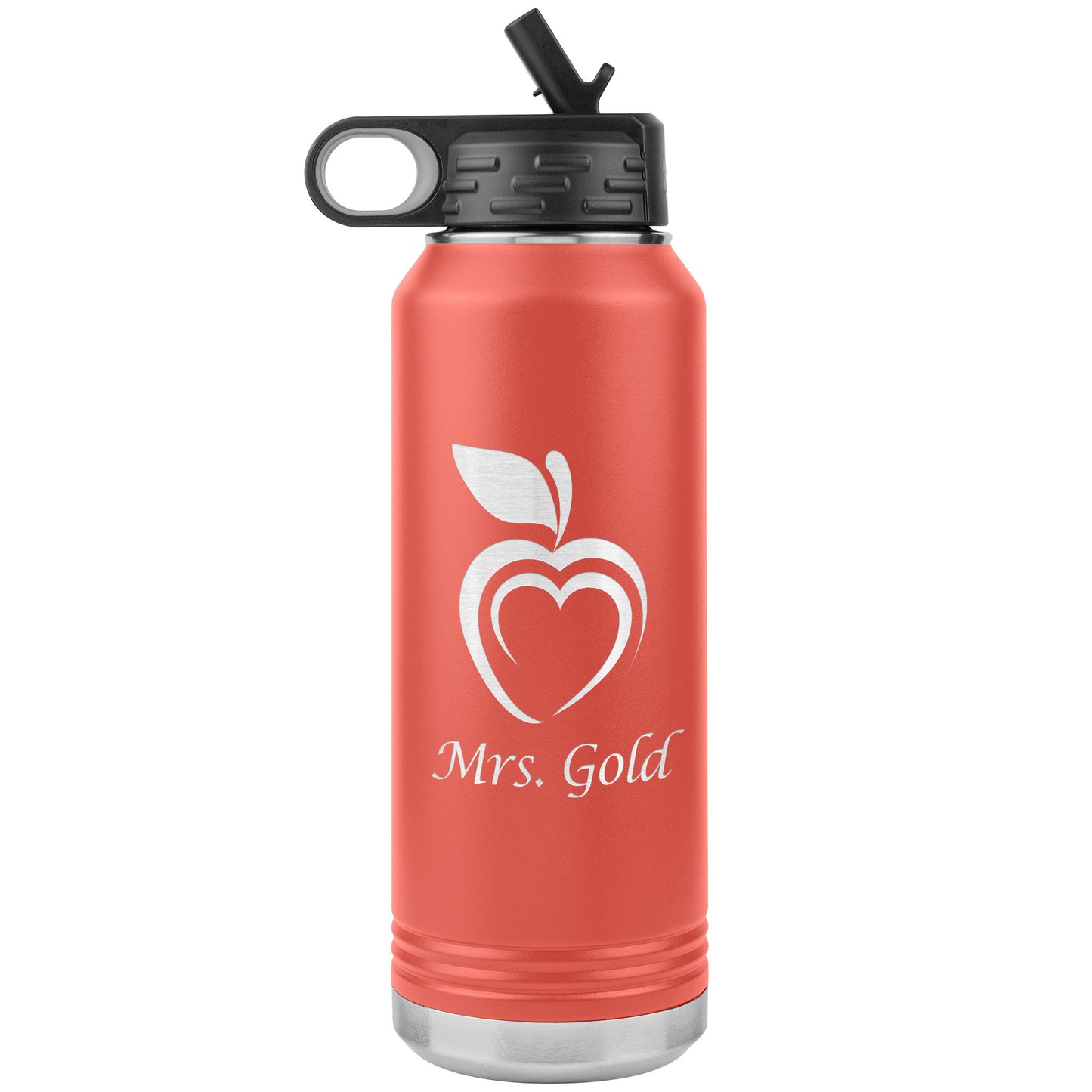 Custom Silhouette Apple Heart Water Bottle Tumbler