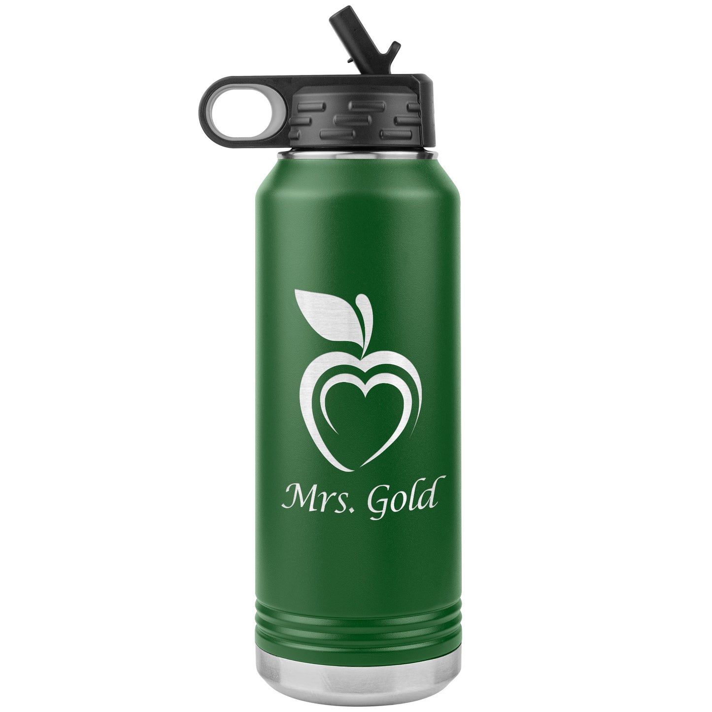 Custom Silhouette Apple Heart Water Bottle Tumbler