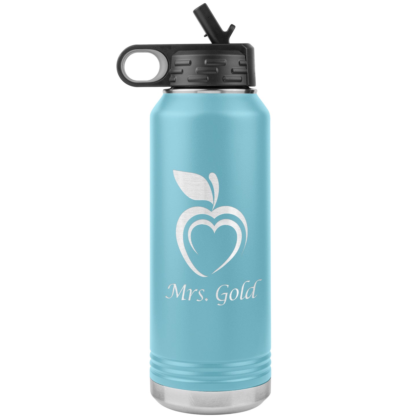 Custom Silhouette Apple Heart Water Bottle Tumbler