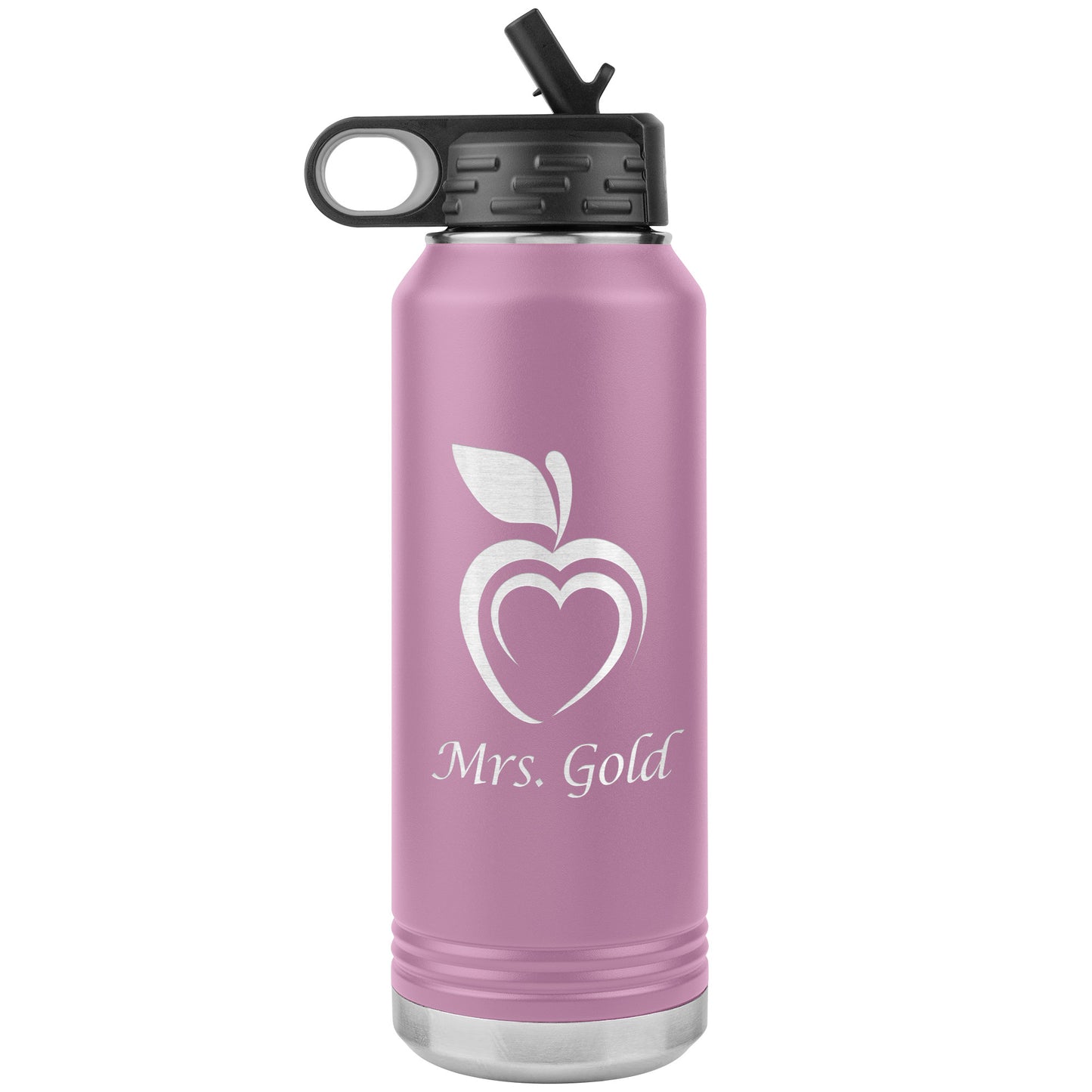 Custom Silhouette Apple Heart Water Bottle Tumbler