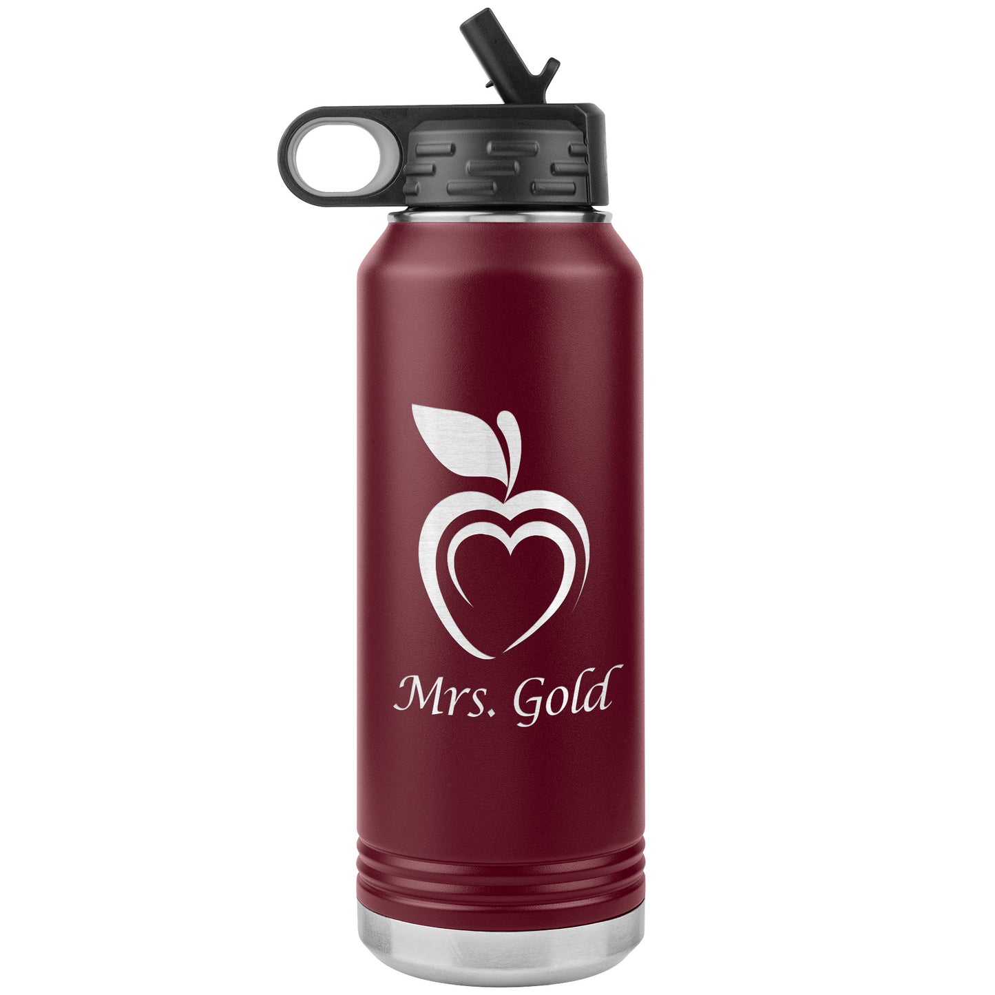 Custom Silhouette Apple Heart Water Bottle Tumbler