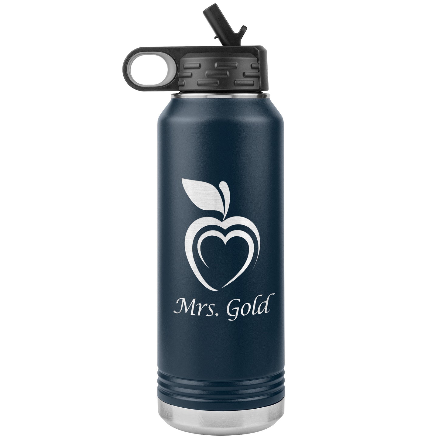Custom Silhouette Apple Heart Water Bottle Tumbler
