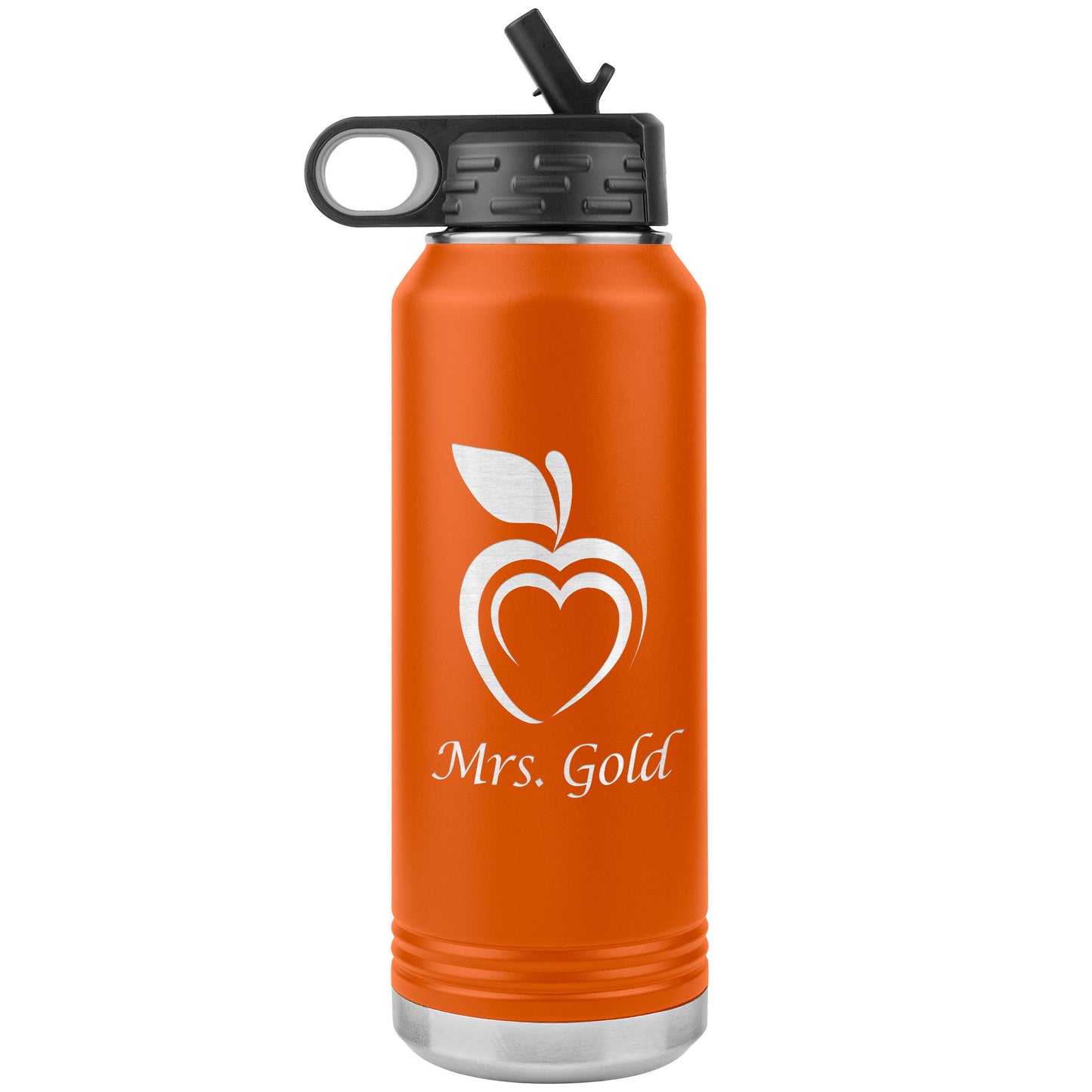 Custom Silhouette Apple Heart Water Bottle Tumbler