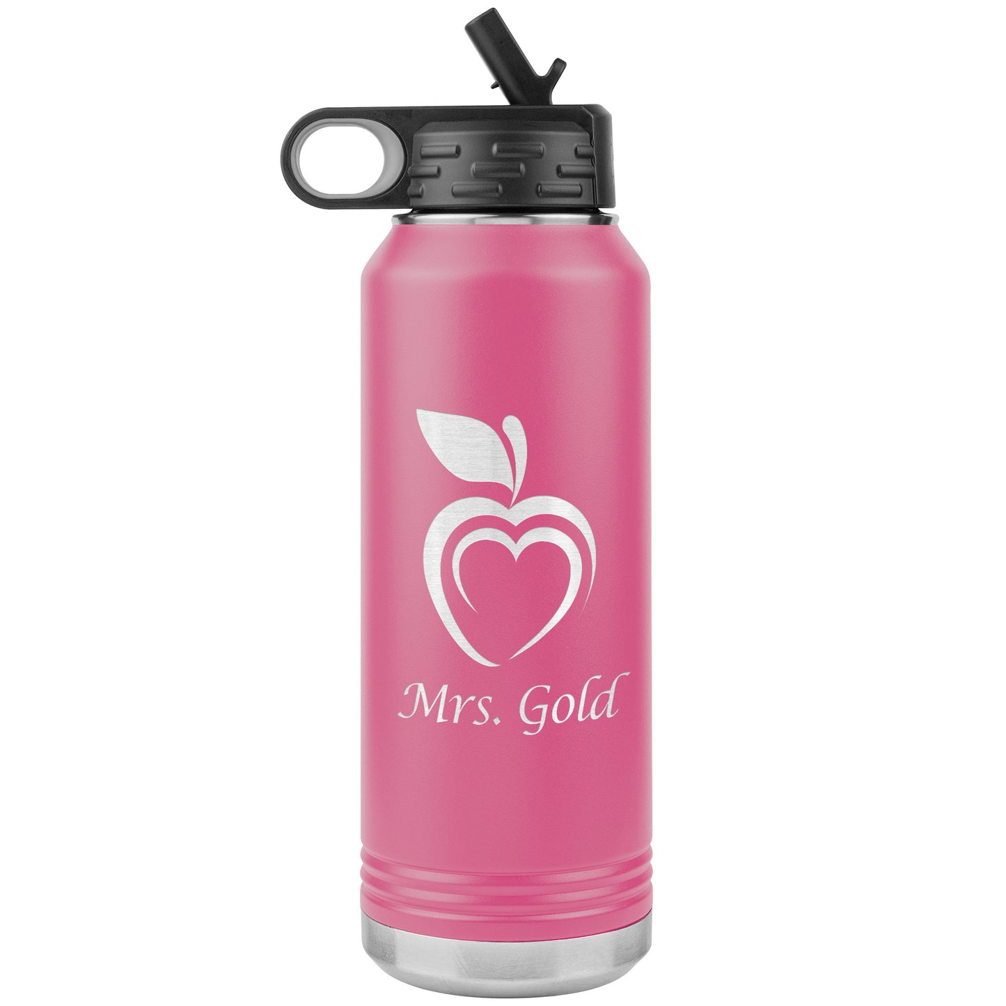 Custom Silhouette Apple Heart Water Bottle Tumbler