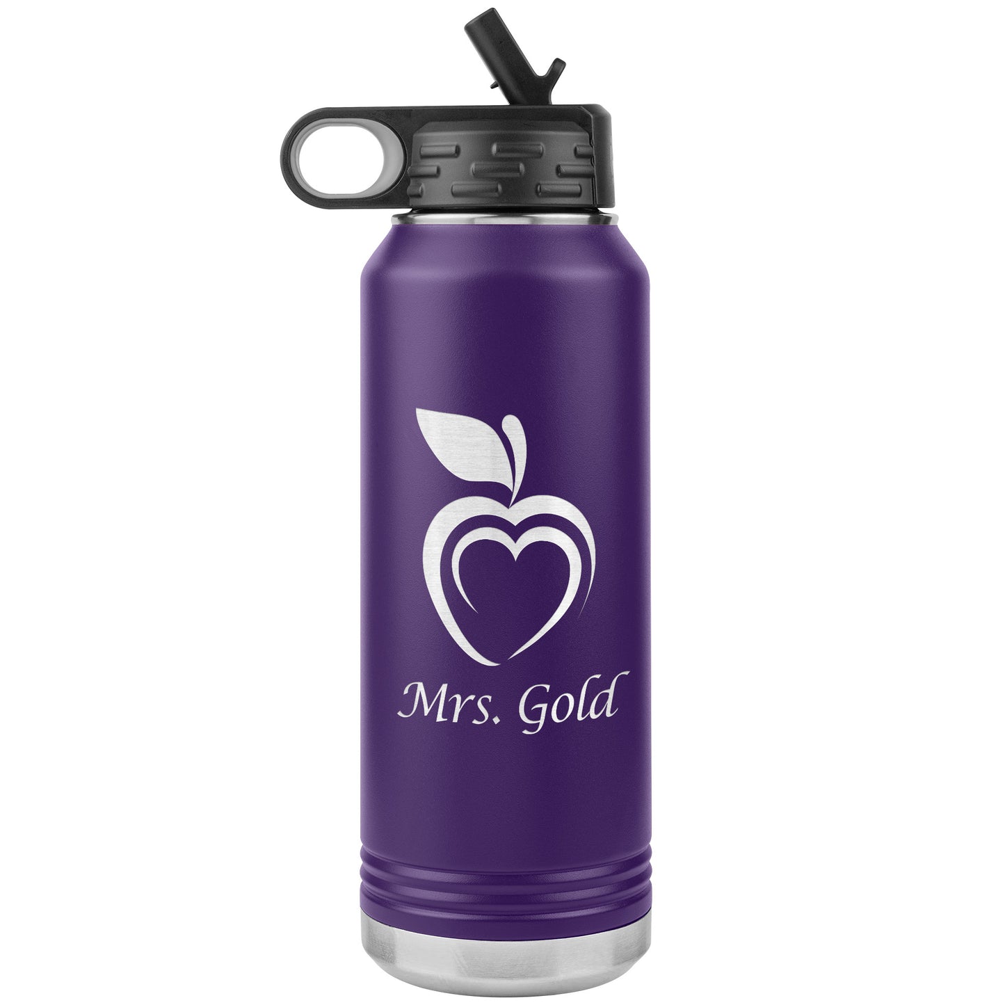 Custom Silhouette Apple Heart Water Bottle Tumbler