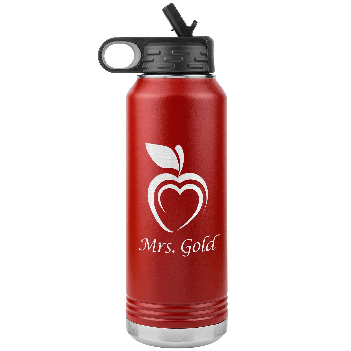 Custom Silhouette Apple Heart Water Bottle Tumbler
