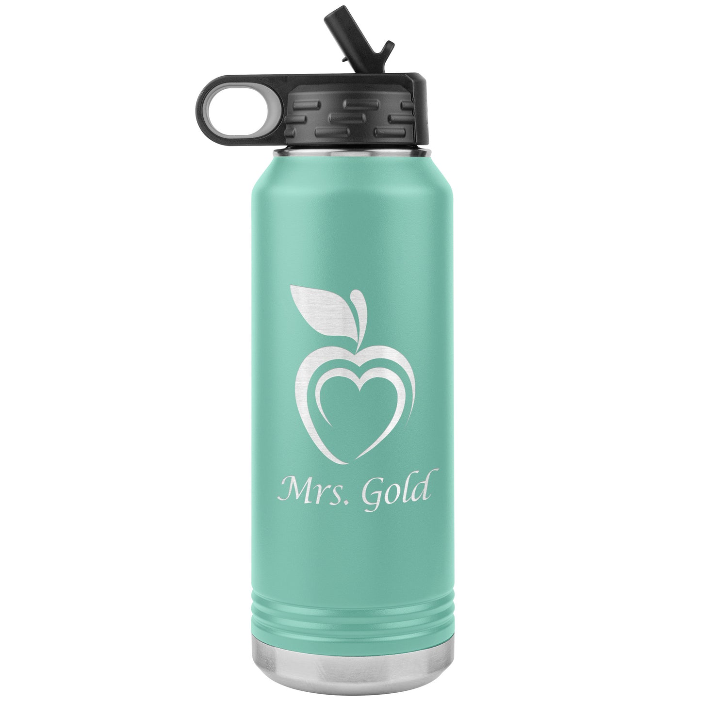 Custom Silhouette Apple Heart Water Bottle Tumbler