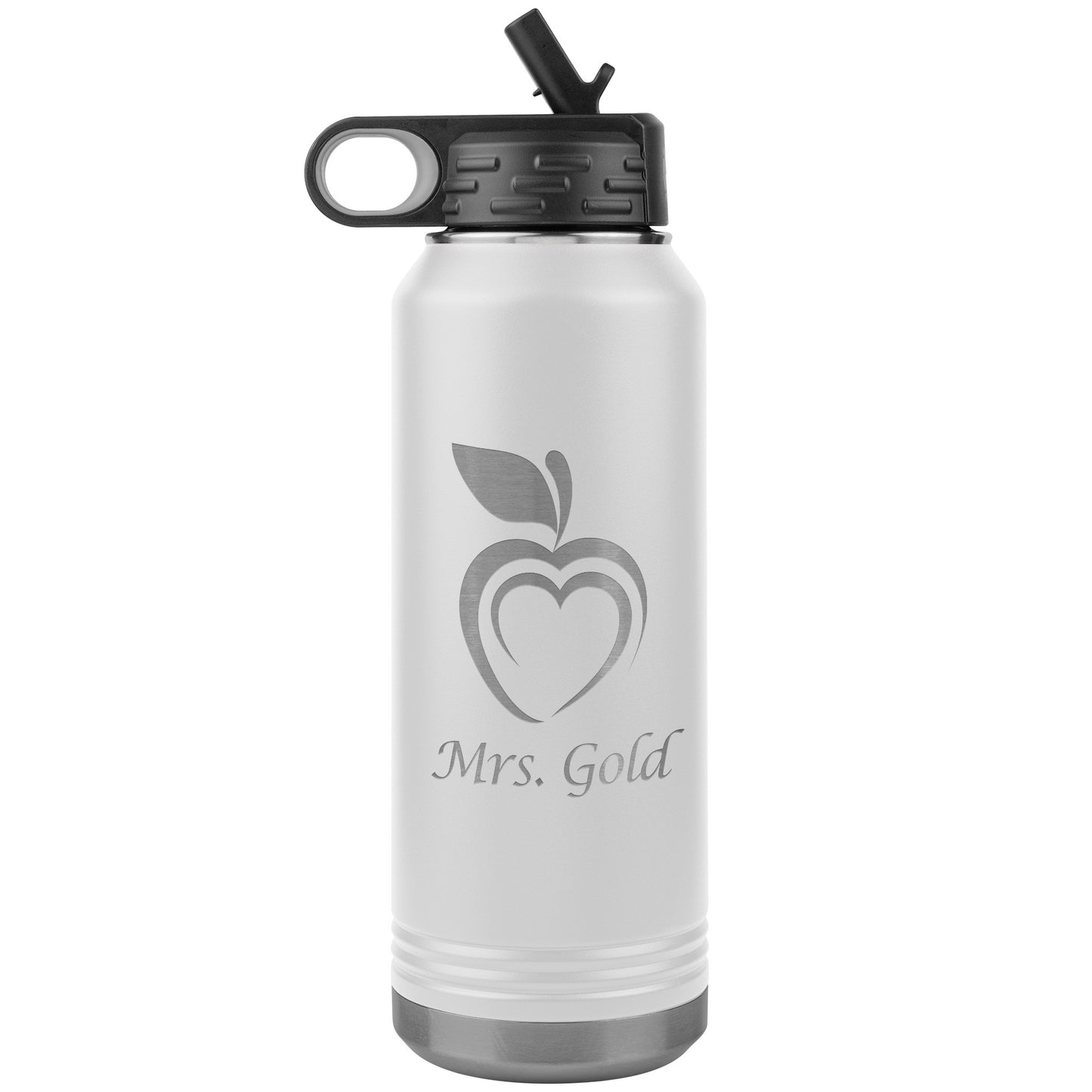 Custom Silhouette Apple Heart Water Bottle Tumbler