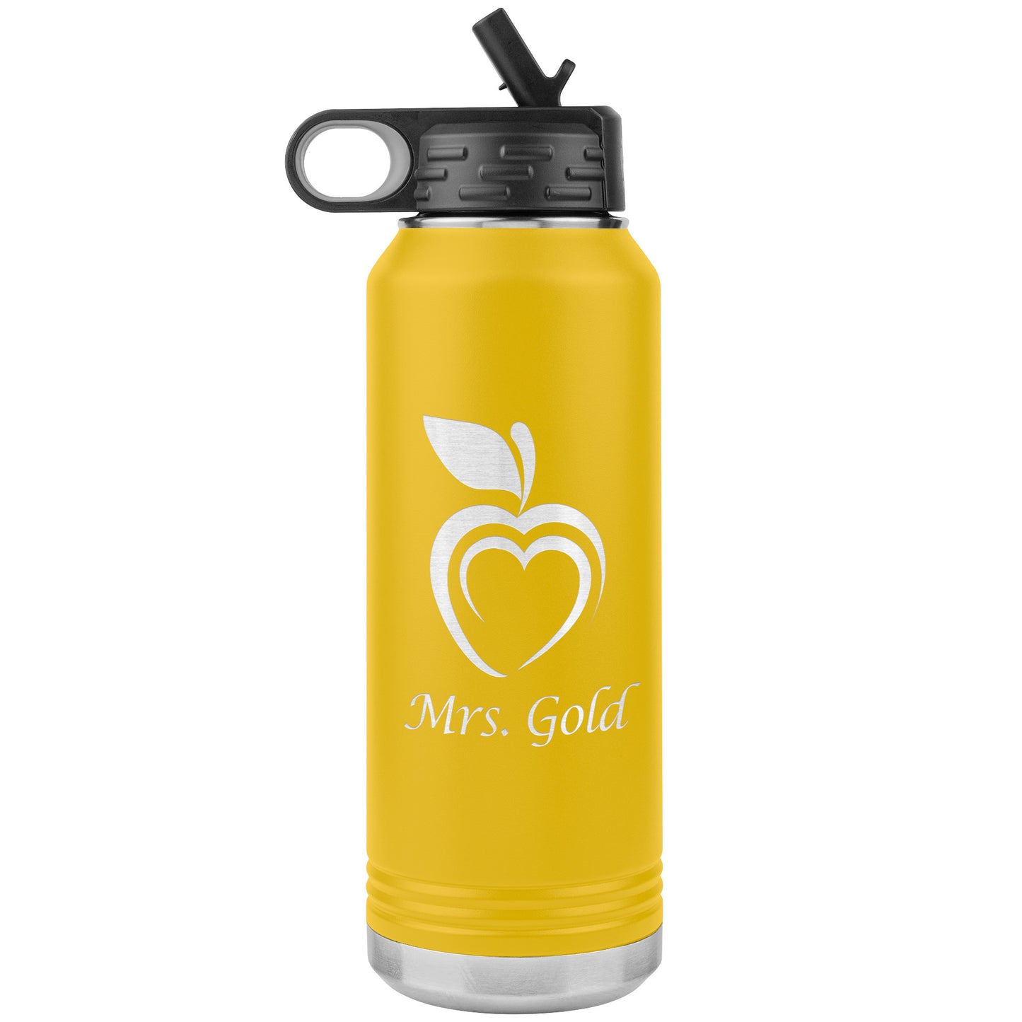 Custom Silhouette Apple Heart Water Bottle Tumbler