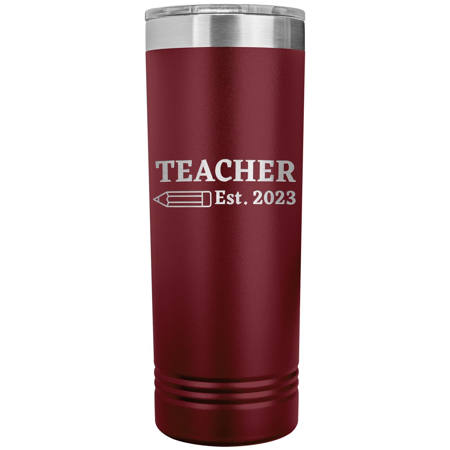 Custom Teacher Est Skinny Travel Tumbler