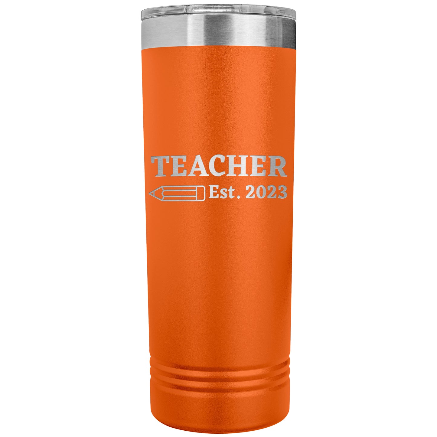 Custom Teacher Est Skinny Travel Tumbler
