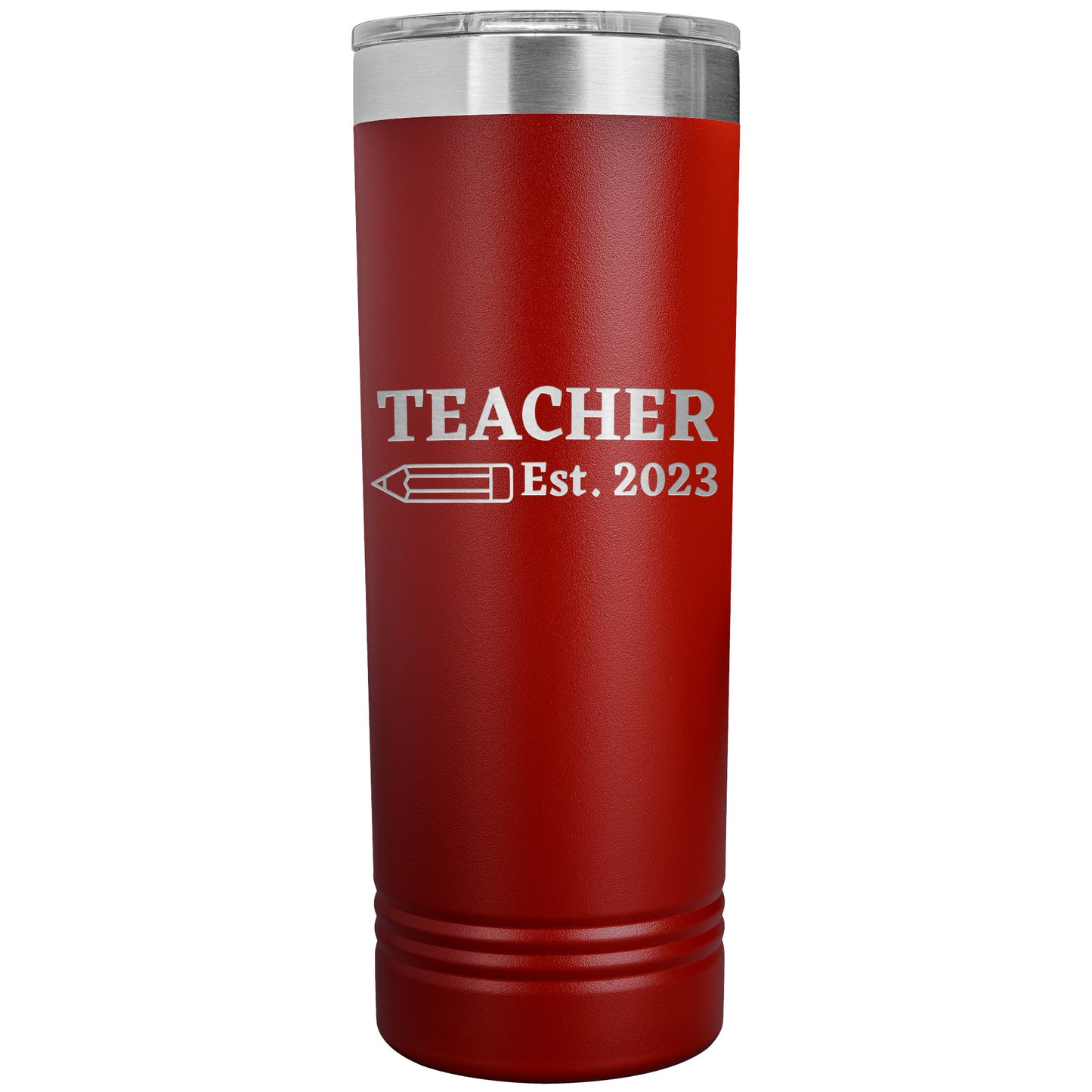 Custom Teacher Est Skinny Travel Tumbler