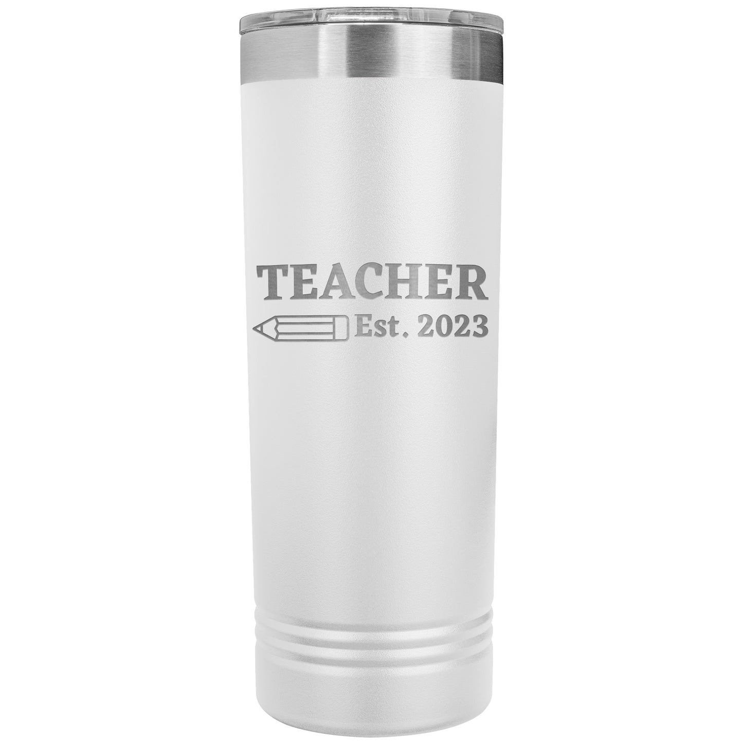 Custom Teacher Est Skinny Travel Tumbler