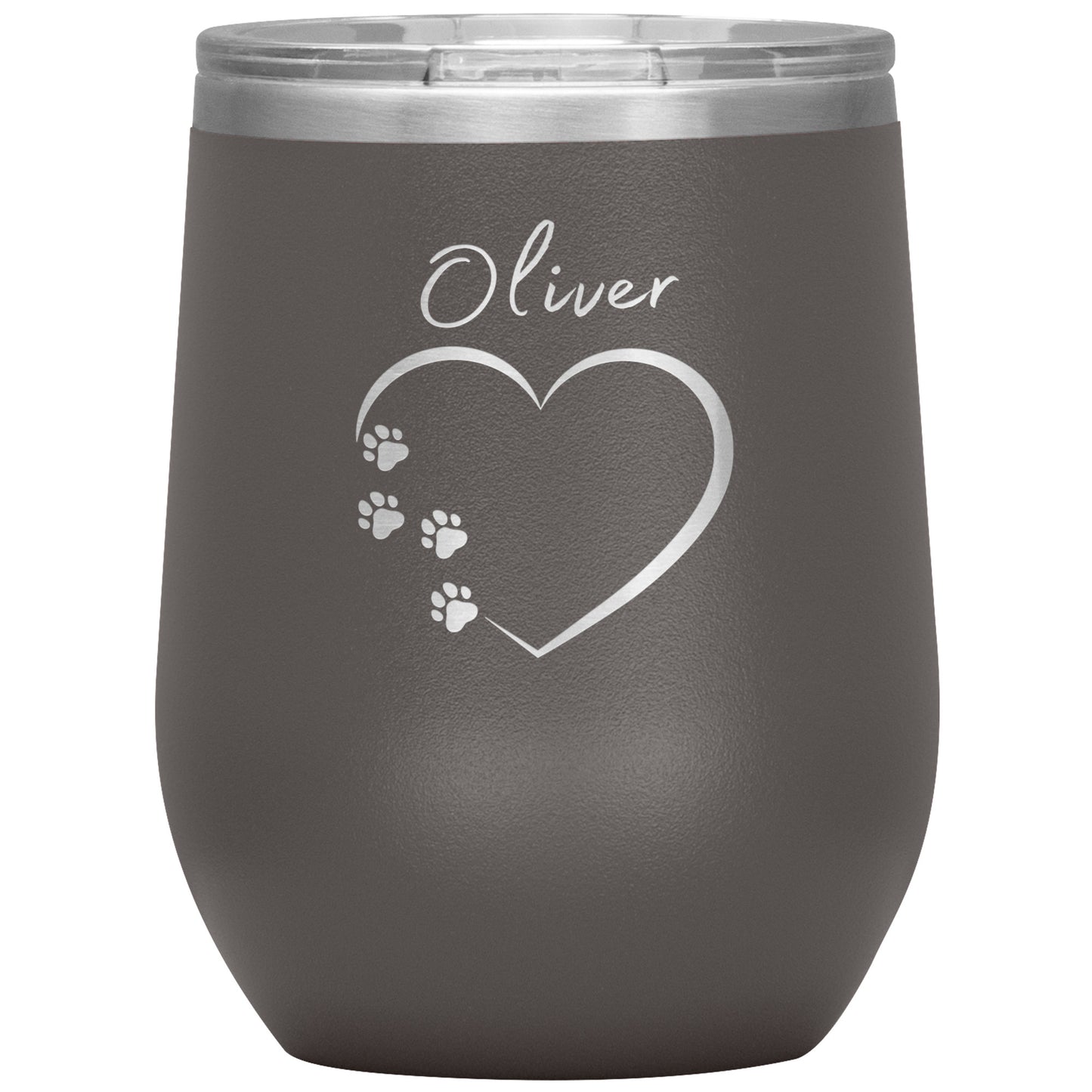 Custom Heart and Paws Name Wine Tumbler 🐾