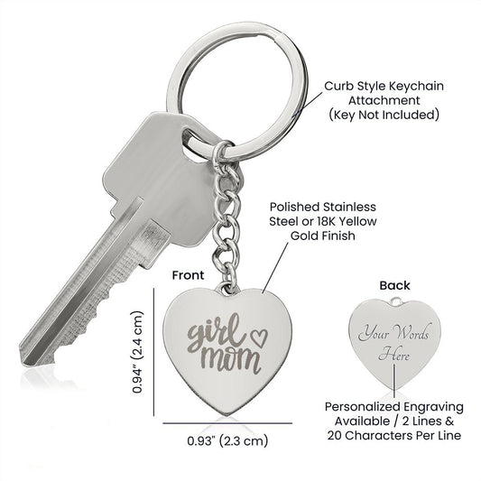 Engraved Girl Mom Keychain