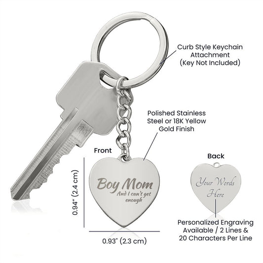 Engraved Boy Mom Heart Keychain π π