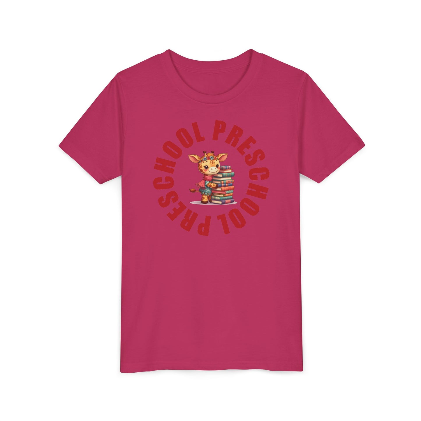 Custom Preschool Giraffe with Books Youth T-Shirt