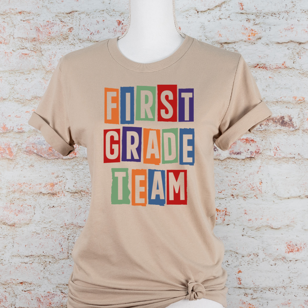 Custom Unisex Colorful First Grade Team T-Shirt