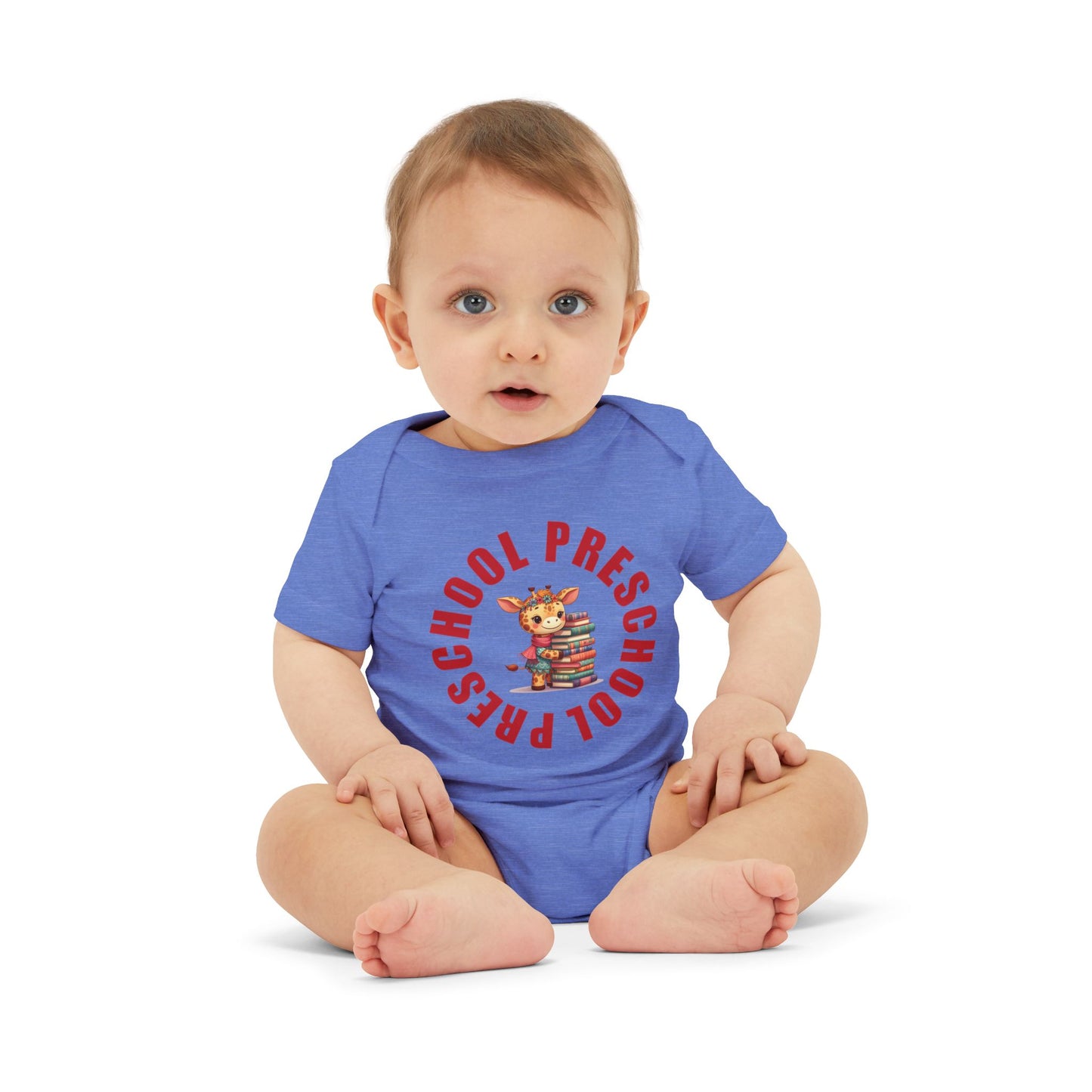Custom Preschool Giraffe with Books Infant Jersey One Piece