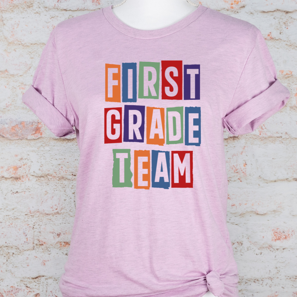 Custom Unisex Colorful First Grade Team T-Shirt