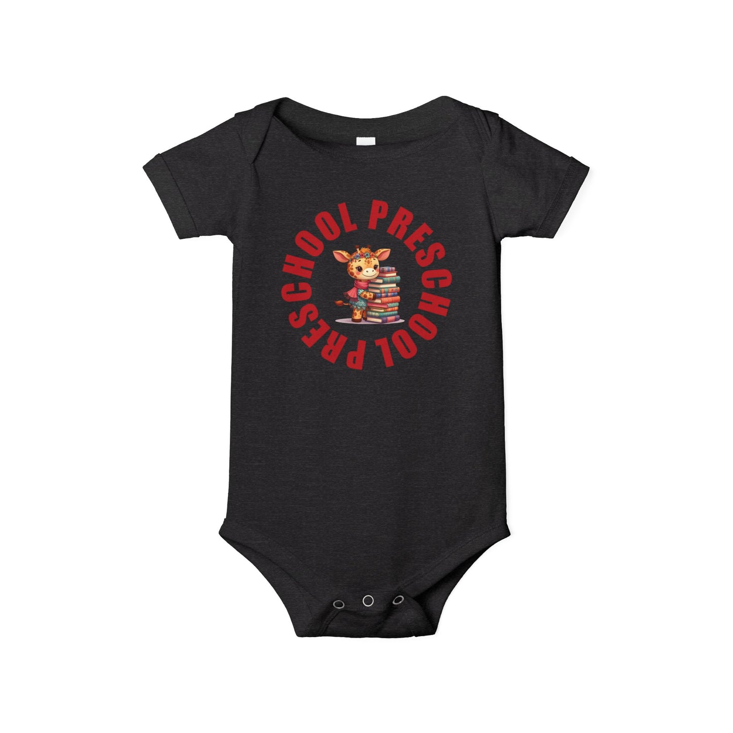 Custom Preschool Giraffe with Books Infant Jersey One Piece