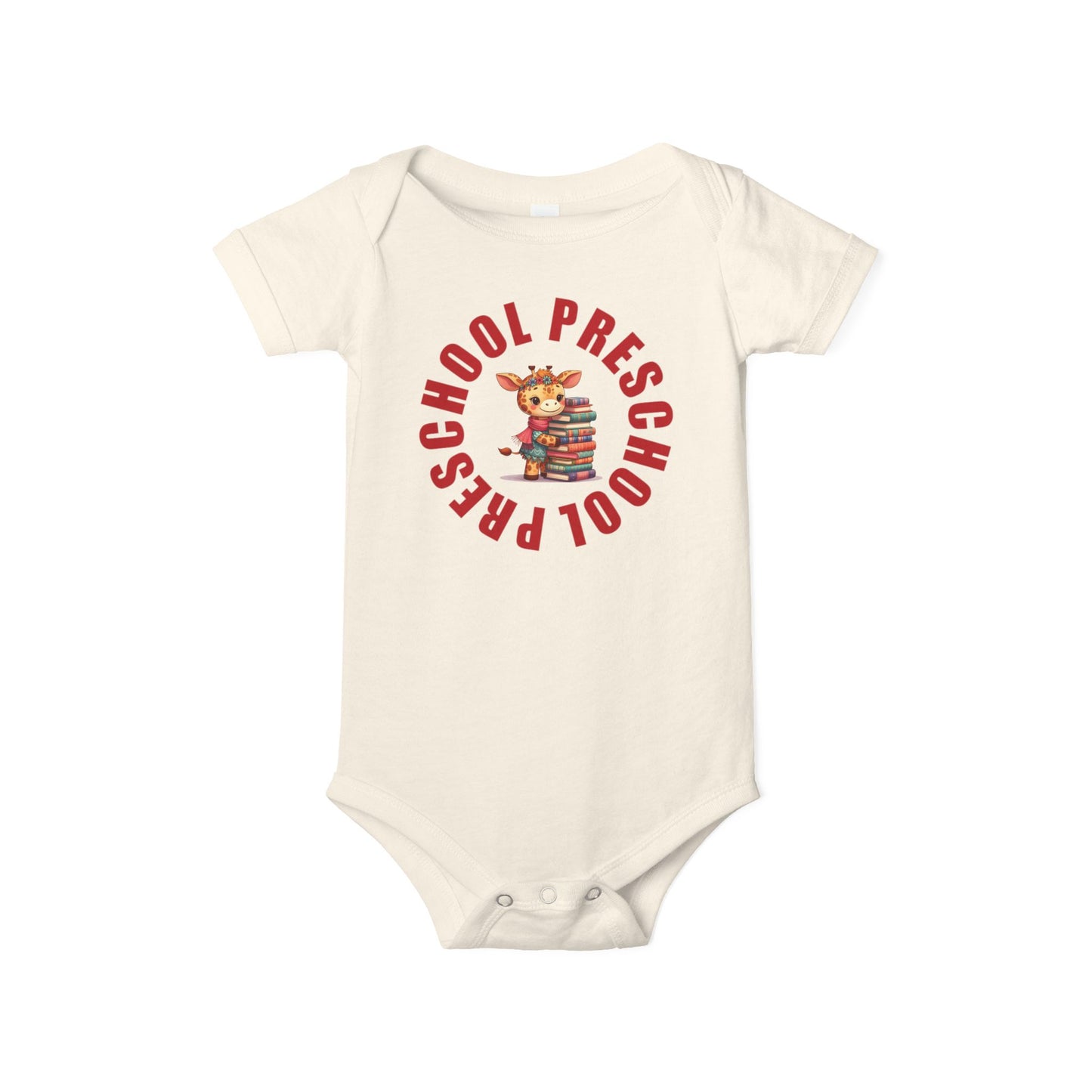 Custom Preschool Giraffe with Books Infant Jersey One Piece