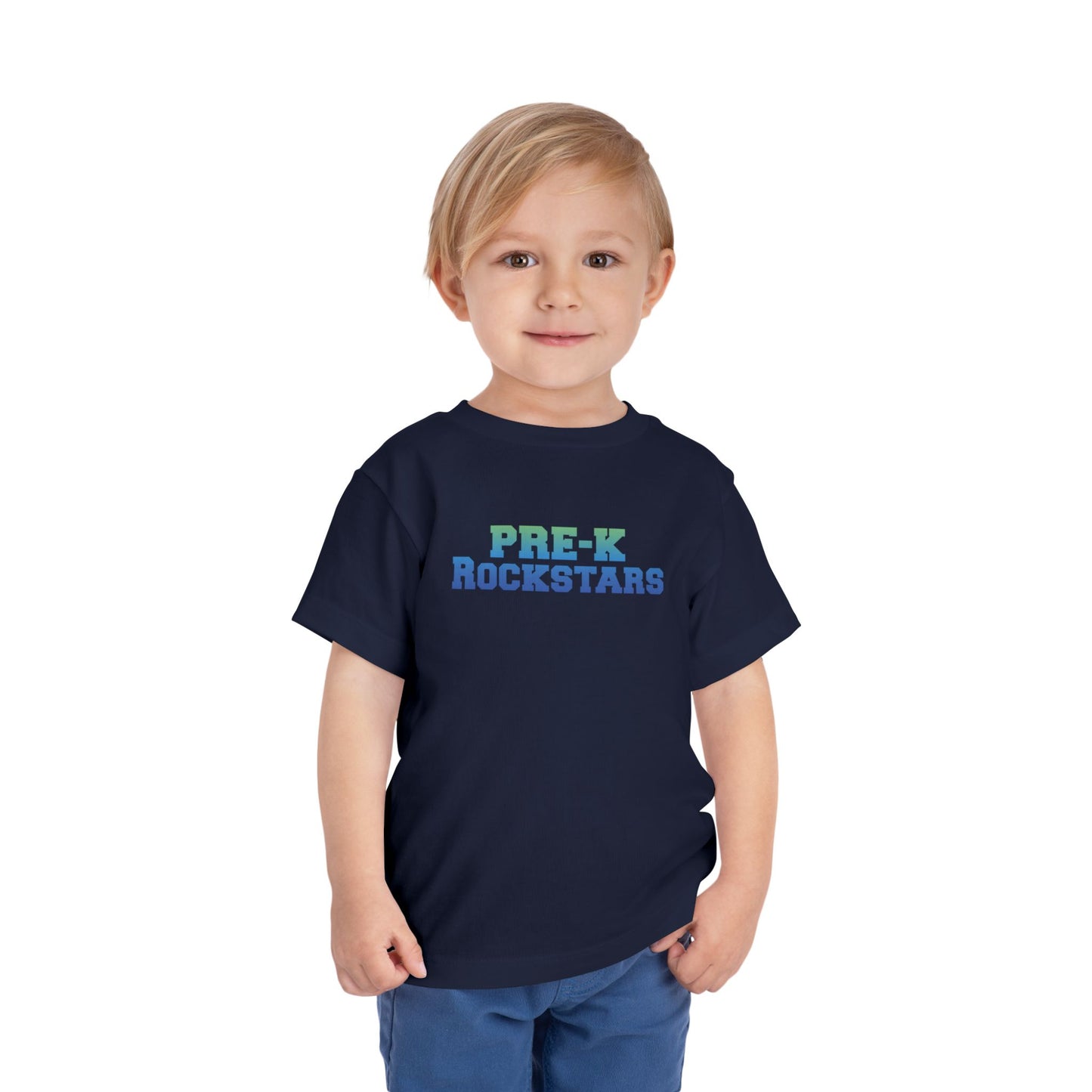 Custom Green-Blue Pre-K Rockstars Toddler T-Shirt