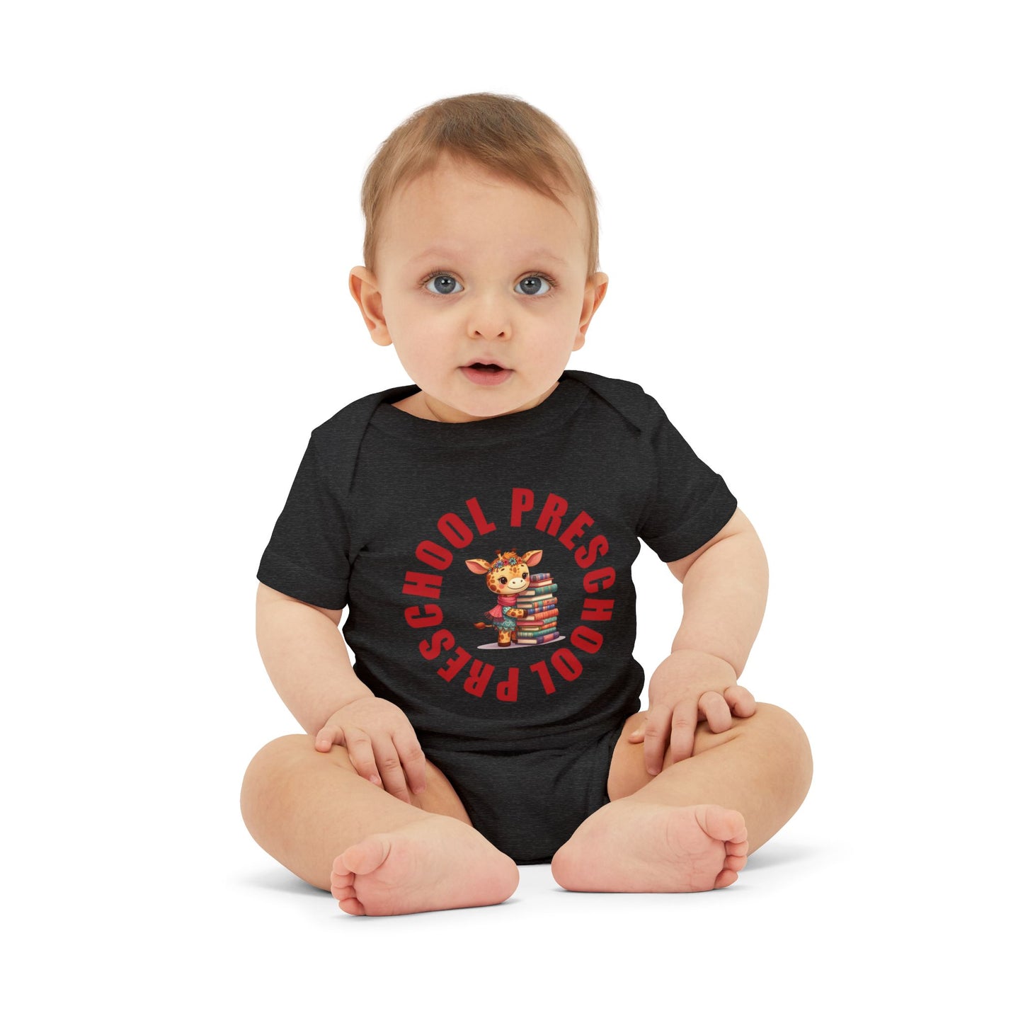 Custom Preschool Giraffe with Books Infant Jersey One Piece