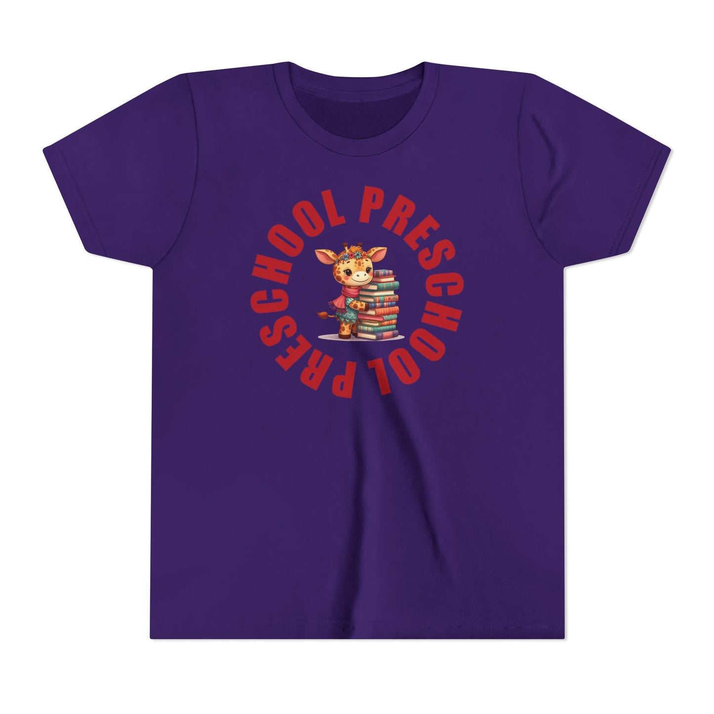 Custom Preschool Giraffe with Books Youth T-Shirt