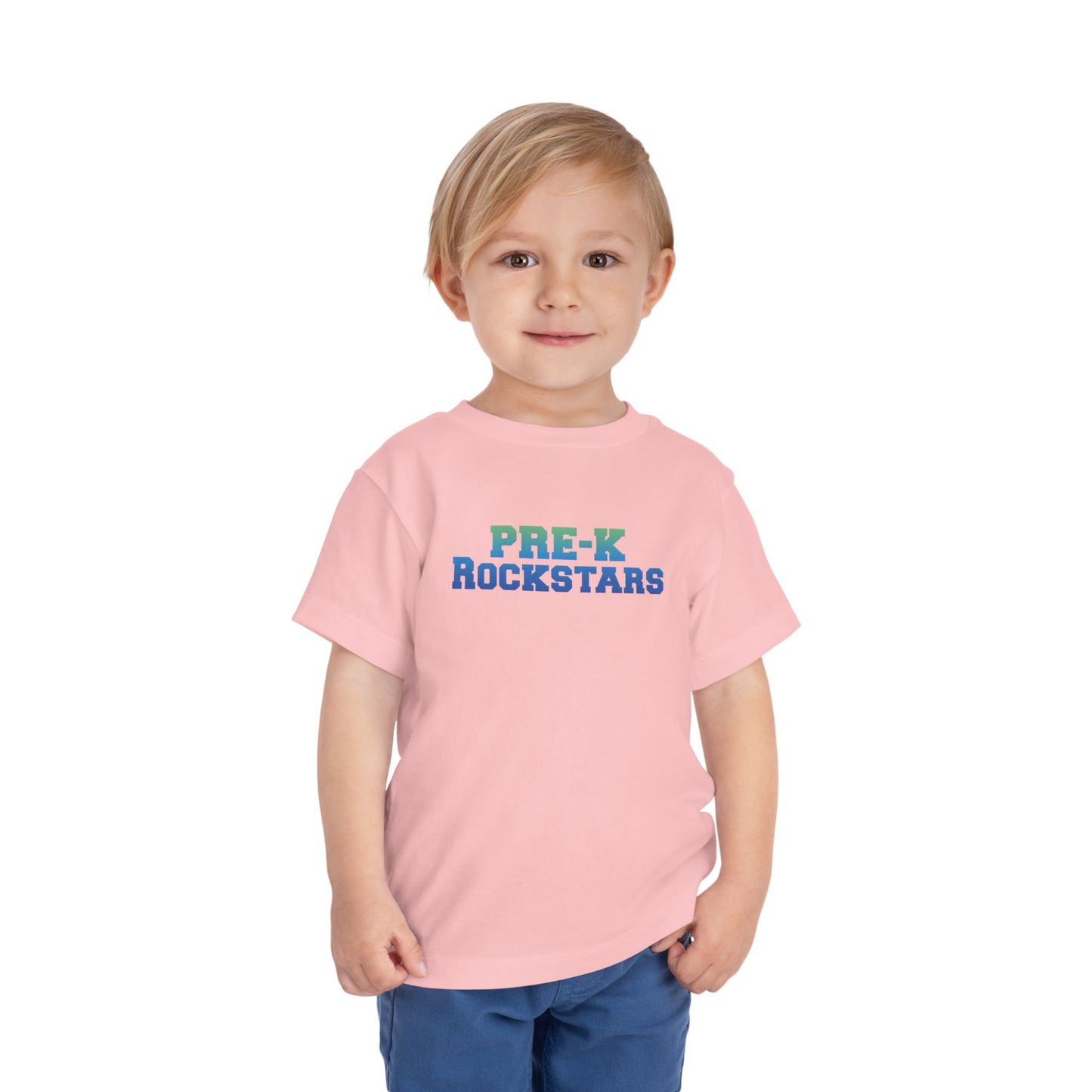 Custom Green-Blue Pre-K Rockstars Toddler T-Shirt