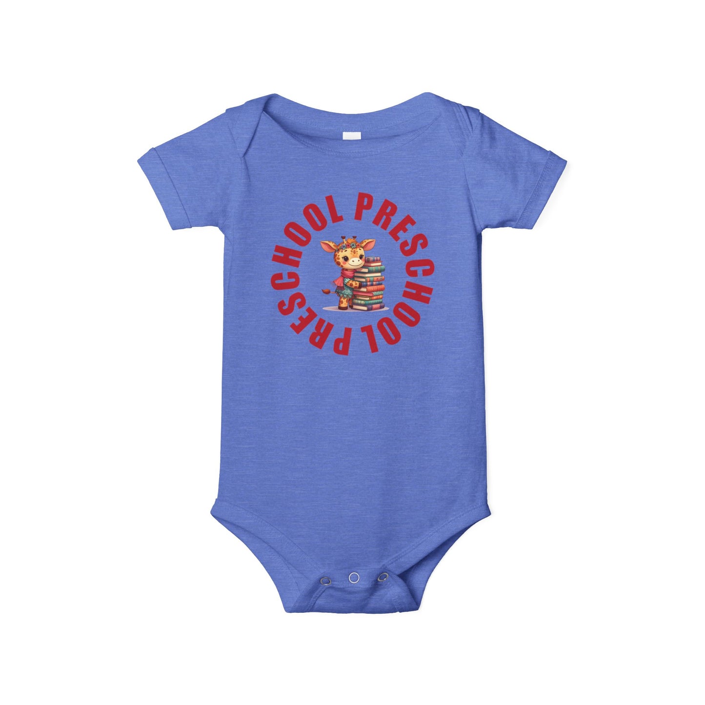 Custom Preschool Giraffe with Books Infant Jersey One Piece