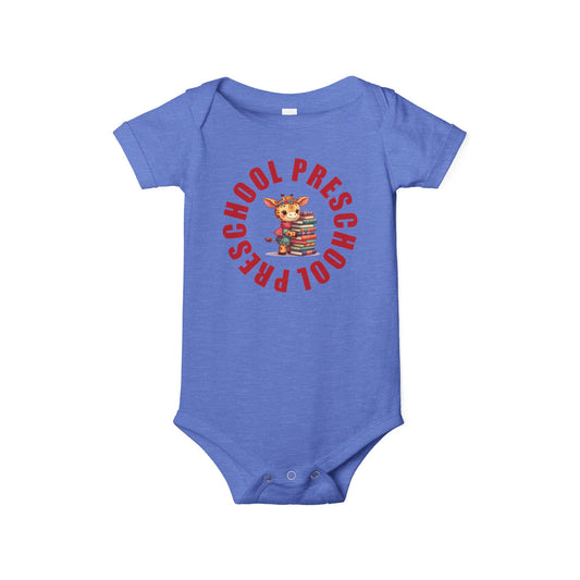 Custom Preschool Giraffe with Books Infant Jersey One Piece