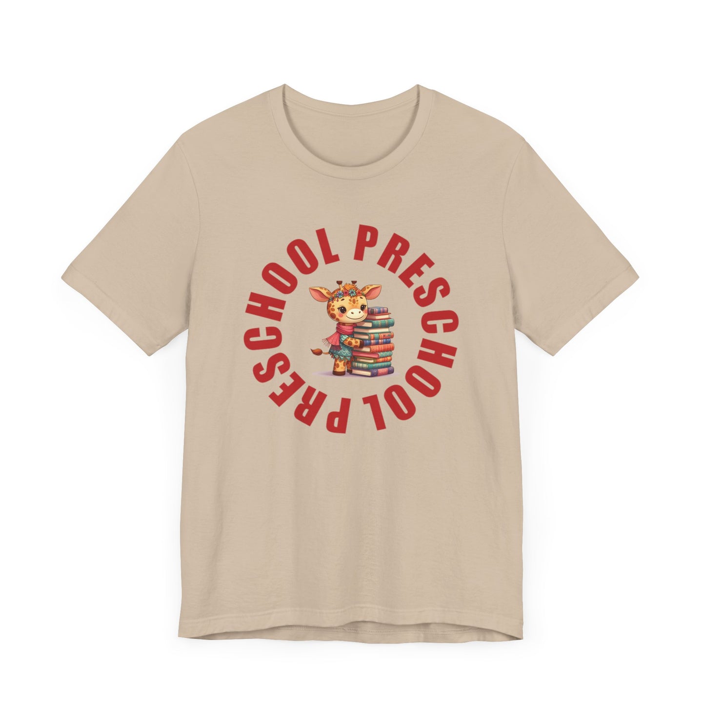 Custom Unisex Preschool Giraffe with Books T-Shirt